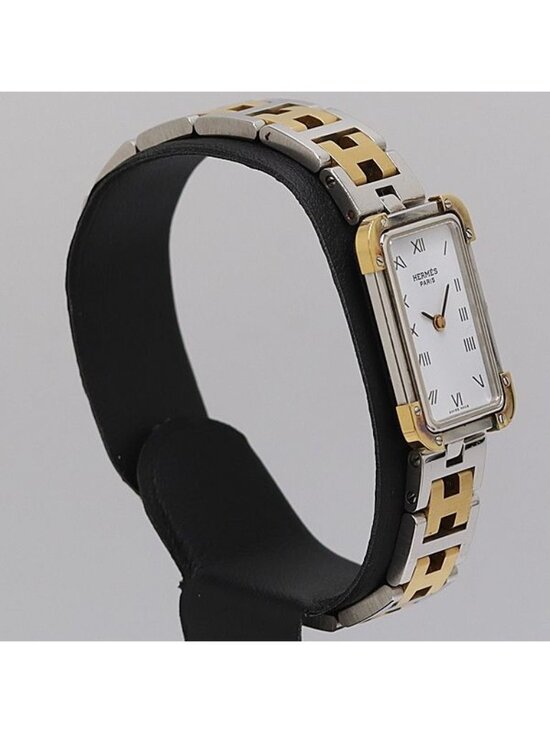 Hermes Stainless Steel Rubber 36mm Clipper Chronograph  Hermes Croajour 4 Quartz White Dial Watch